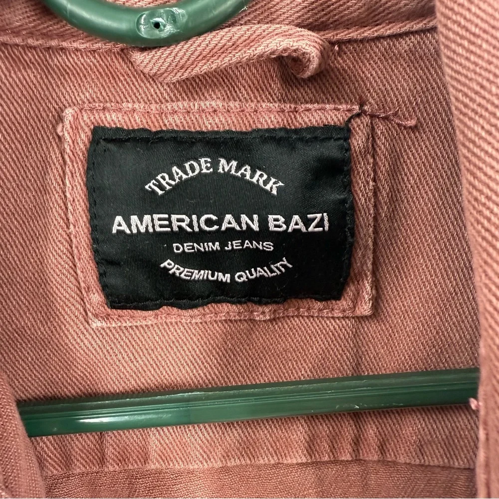 American Bazi Distressed Frayed Hem Denim deep mauve pink Jacket M